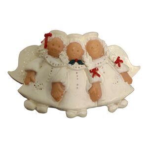 VTG '95 JJ Angel Trio Resin Jonette Jewelry White  Red Christmas Accessories